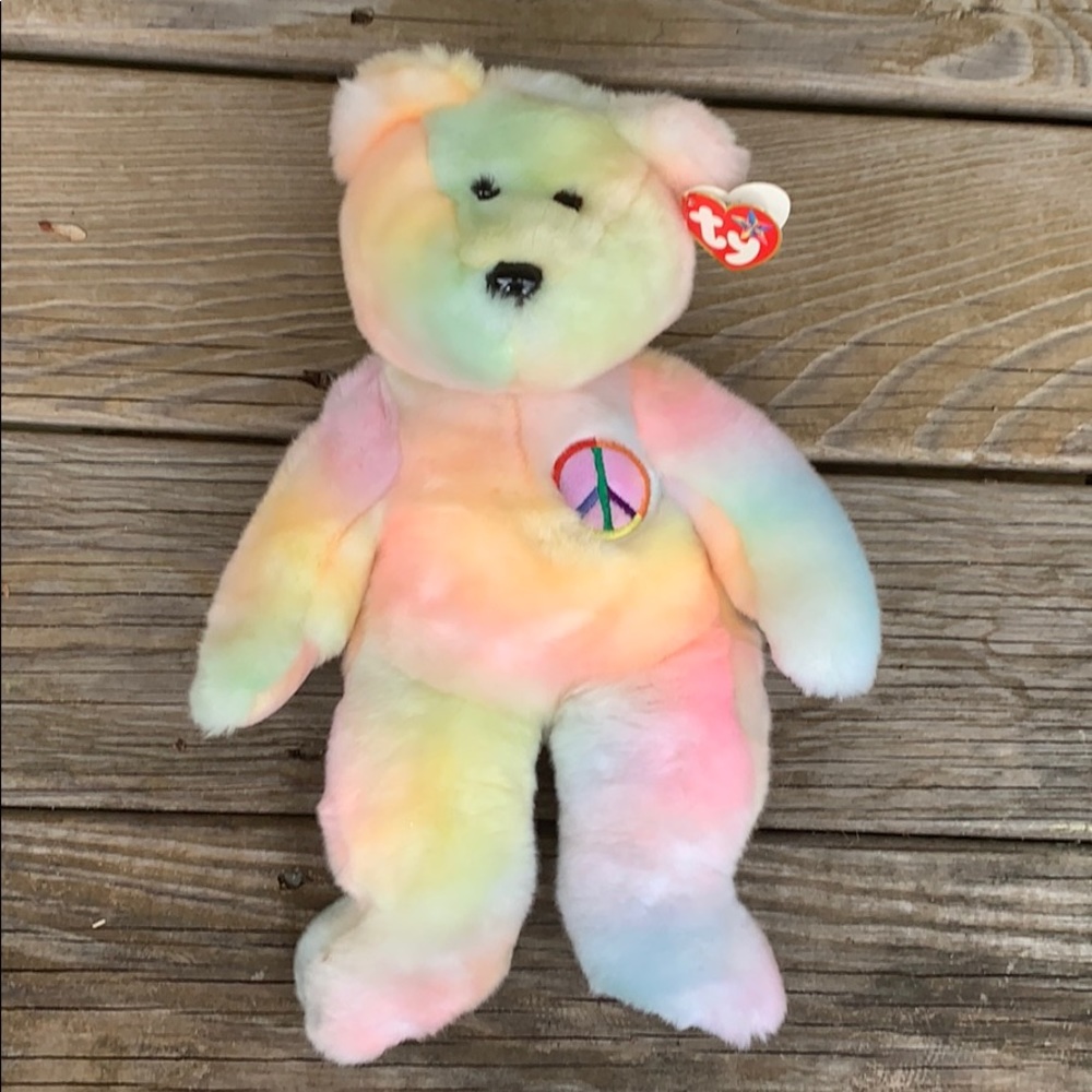 Ty Peace pastel tie dye Ty Beanie Buddy 14 in nwt